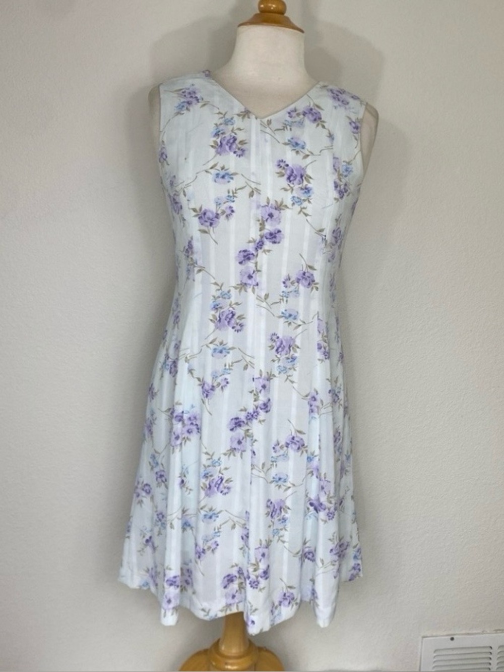Vintage La First Juniors Blue Purple Floral Sleeveless Mini Dress Girly Size S